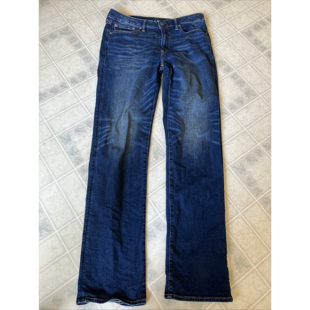 Airflex+ American Eagle Relaxed Straight‎ Fit Jeans Mens Blue Dark Wash Western